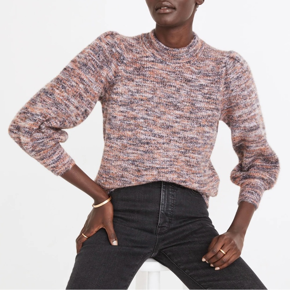 NWT Madewell Space-Dyed Eaton puff sleeve wool-blend pullover sweater. 🩷